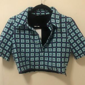 cropped patterned polo from zara